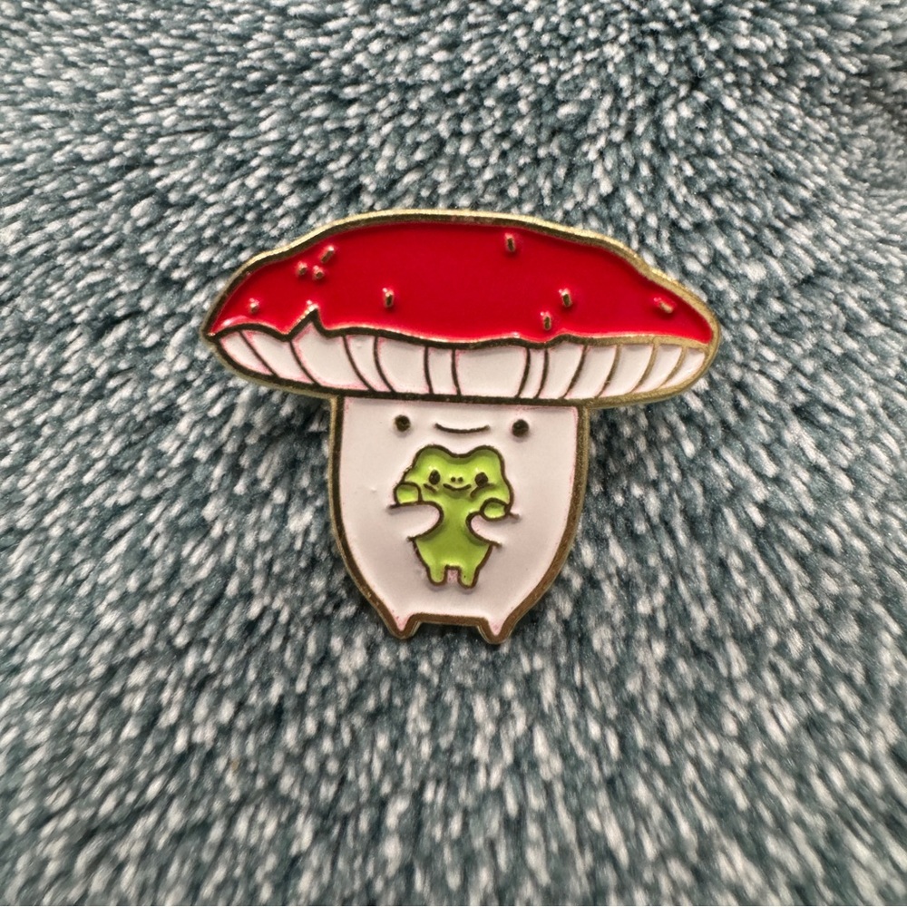 Mushroom Man Enamel Pin Frog